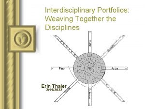 Interdisciplinary Portfolios Weaving Together the Disciplines Erin Thaler