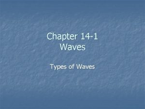 Chapter 14 1 Waves Types of Waves Waves