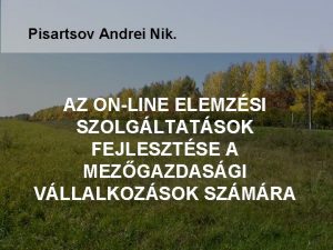 Pisartsov Andrei Nik AZ ONLINE ELEMZSI SZOLGLTATSOK FEJLESZTSE