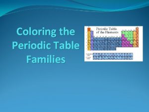 Coloring the Periodic Table Families Families on the