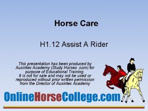 Horse Care H 1 12 Assist A Rider