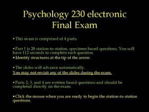 Psychology 230 electronic Final Exam This exam is