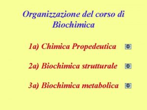 Organizzazione del corso di Biochimica 1 a Chimica