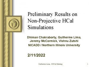 Preliminary Results on NonProjective HCal Simulations Dhiman Chakraborty