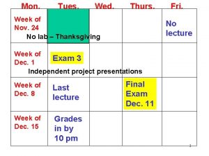 Mon Tues Wed Thurs Week of Nov 24