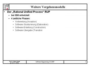 Weitere Vorgehensmodelle Der Rational Unified Process RUP bei