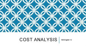 COST ANALYSIS KM English 12 OBJECTIVE Learning Objective