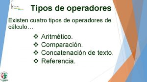 Tipos de operadores Existen cuatro tipos de operadores