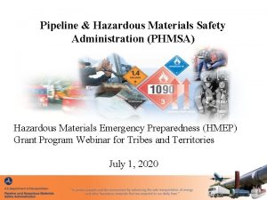 Pipeline Hazardous Materials Safety Administration PHMSA Hazardous Materials