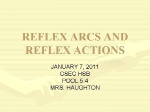 REFLEX ARCS AND REFLEX ACTIONS JANUARY 7 2011