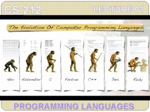CS 212 LECTURE 01 PROGRAMMING LANGUAGES CS 212