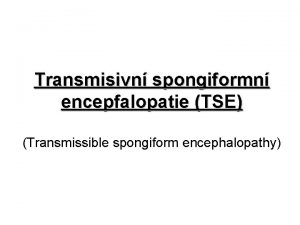 Transmisivn spongiformn encepfalopatie TSE Transmissible spongiform encephalopathy Transmisivn