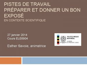 PISTES DE TRAVAIL PRPARER ET DONNER UN BON