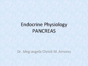 Endocrine Physiology PANCREAS Dr Megangela Christi M Amores