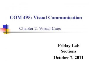 COM 495 Visual Communication Chapter 2 Visual Cues