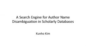 A Search Engine for Author Name Disambiguation in