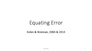 Equating Error Kolen Brennan 2004 2014 EPSY 8225