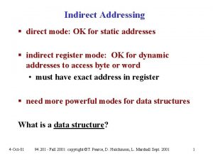Indirect Addressing direct mode OK for static addresses