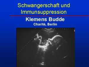 Schwangerschaft und Immunsuppression Klemens Budde Charit Berlin Das