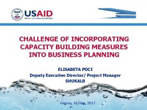 CHALLENGE OF INCORPORATING CAPACITY BUILDING MEASURES INTO BUSINESS