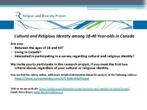 Cultural and Religious Identity among 18 40 Yearolds