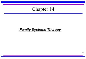 Chapter 14 Family Systems Therapy 0 The Family