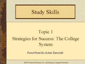 Study Skills Topic 1 Strategies for Success The