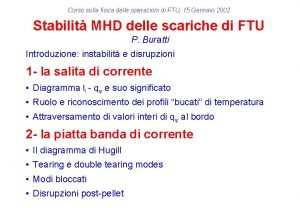 Corso sulla fisica delle operazioni di FTU 15