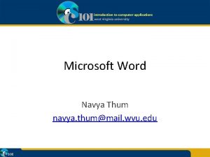 Microsoft Word Navya Thum navya thummail wvu edu