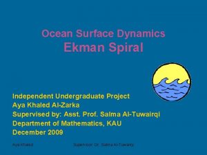 Ocean Surface Dynamics Ekman Spiral Independent Undergraduate Project
