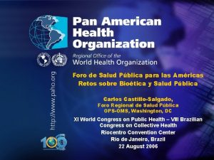 Foro de Salud Pblica para las Amricas Retos