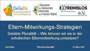 ElternMitwirkungsStrategien Gelebte Pluralitt Wie knnen wir sie in