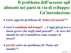 Il problema dellaccesso agli alimenti nei paesi in