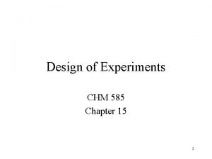Design of Experiments CHM 585 Chapter 15 1