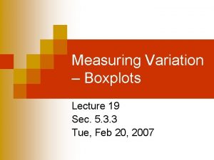 Measuring Variation Boxplots Lecture 19 Sec 5 3