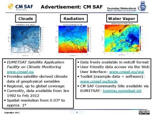 Advertisement CM SAF Clouds Radiation EUMETSAT Satellite Application