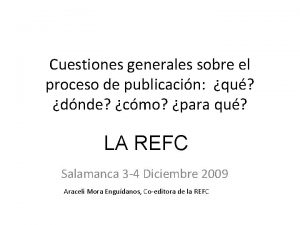 Cuestiones generales sobre el proceso de publicacin qu