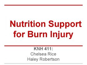 Nutrition Support for Burn Injury KNH 411 Chelsea