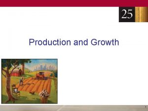 Production and Growth 1 Economic Growth Real GDP