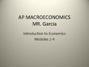 AP MACROECONOMICS MR Garcia Introduction to Economics Modules