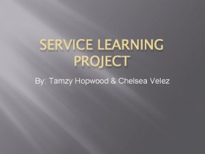 SERVICE LEARNING PROJECT By Tamzy Hopwood Chelsea Velez