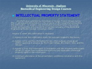 University of Wisconsin Madison Biomedical Engineering Design Courses