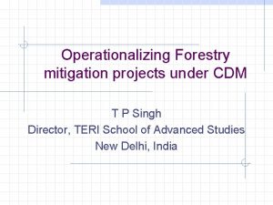 Operationalizing Forestry mitigation projects under CDM T P