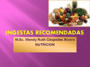 INGESTAS RECOMENDADAS M Sc Wendy Ruth Cspedes Rivera