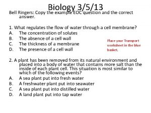 Biology 3513 Bell Ringers Copy the example EOC
