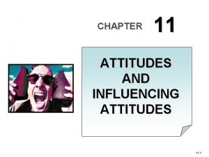 CHAPTER 11 ATTITUDES AND INFLUENCING ATTITUDES 11 1