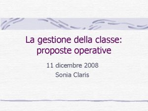 La gestione della classe proposte operative 11 dicembre