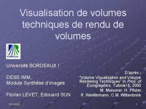 Visualisation de volumes techniques de rendu de volumes