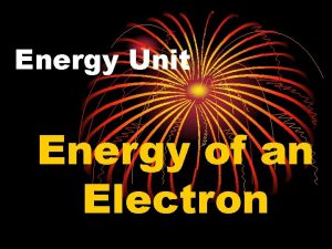 Energy Unit Energy of an Electron The Wavelike