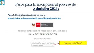 Pasos para la inscripcin al proceso de Admisin